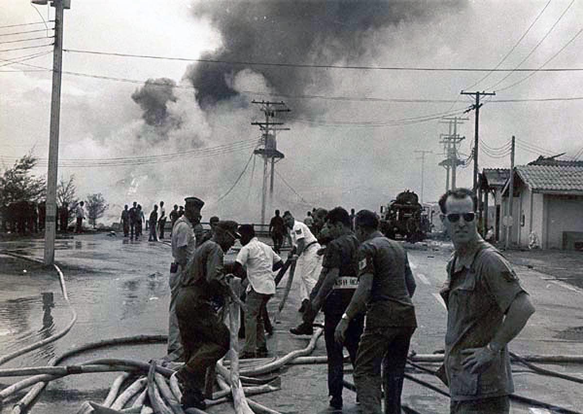Volunteers helping with hoses at AFTN Udorn April 10, 1970