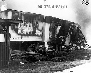 Burning TV trailer at AFTN Udorn April 10, 1970