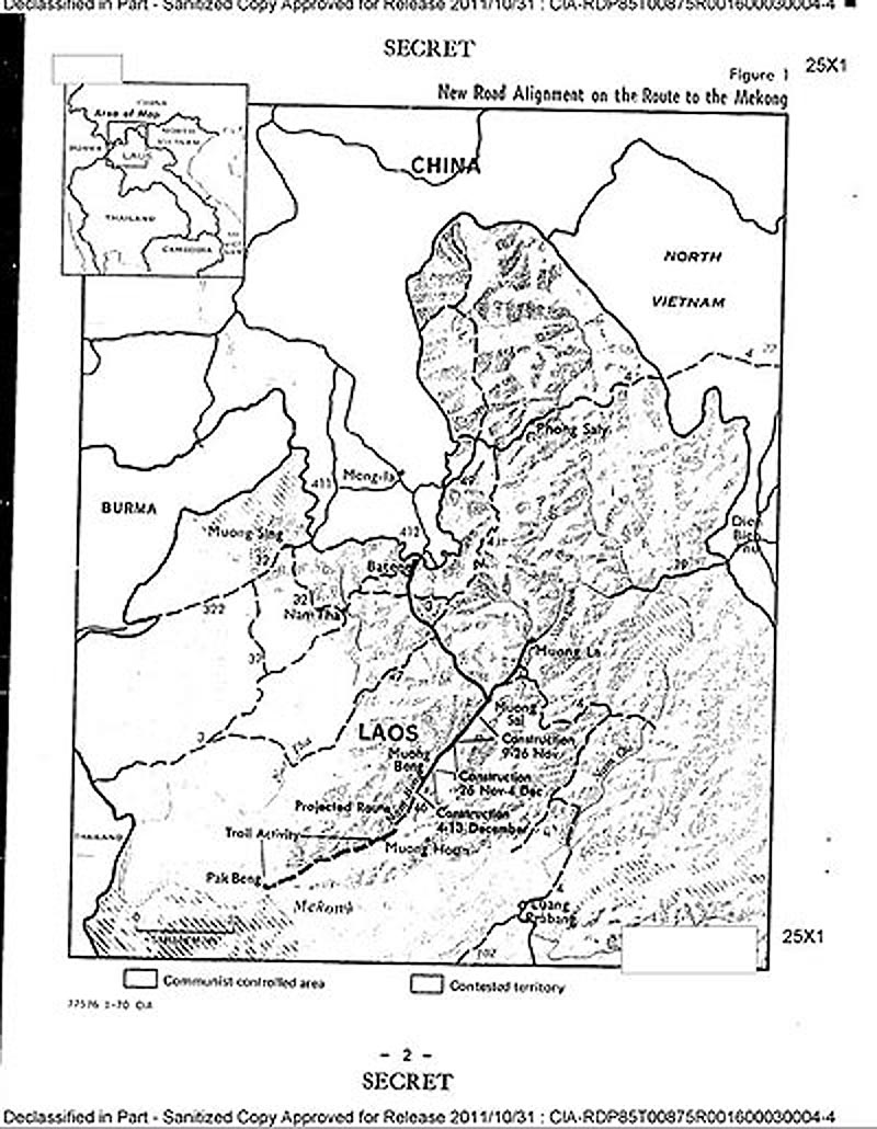 CIA Map of Chinese Road Building in Laos